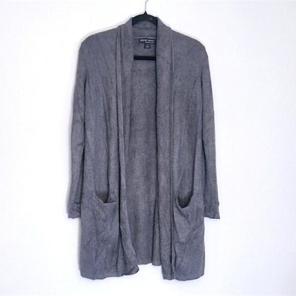 Barefoot Dreams Womens Cardigan Artisanal Minimal Coastal Gray Cozy Drape Knit S - Picture 2 of 10